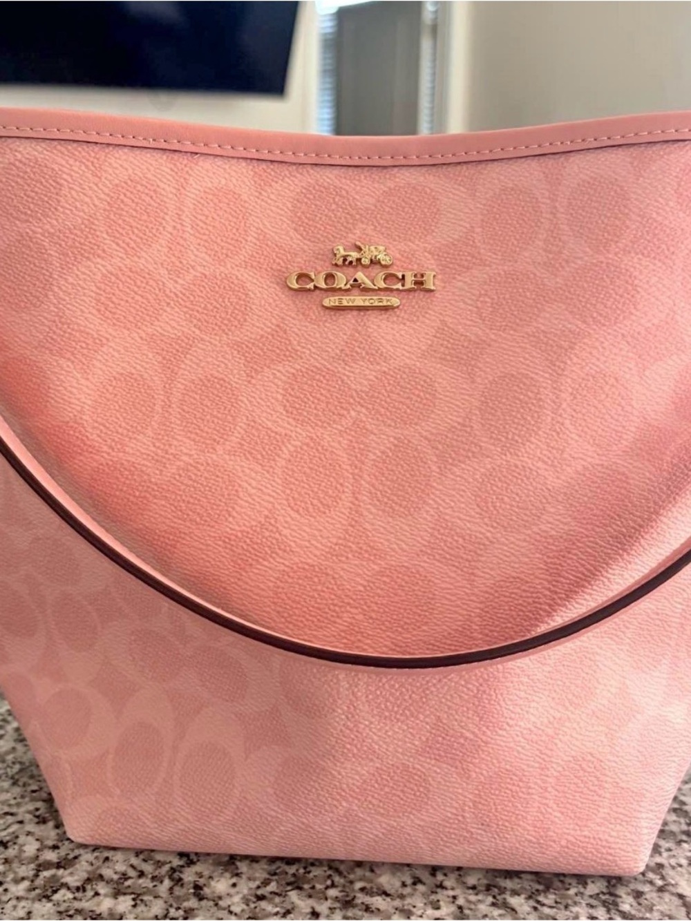 Coach Pink Crescent Shoulder Bag with Gold Logo